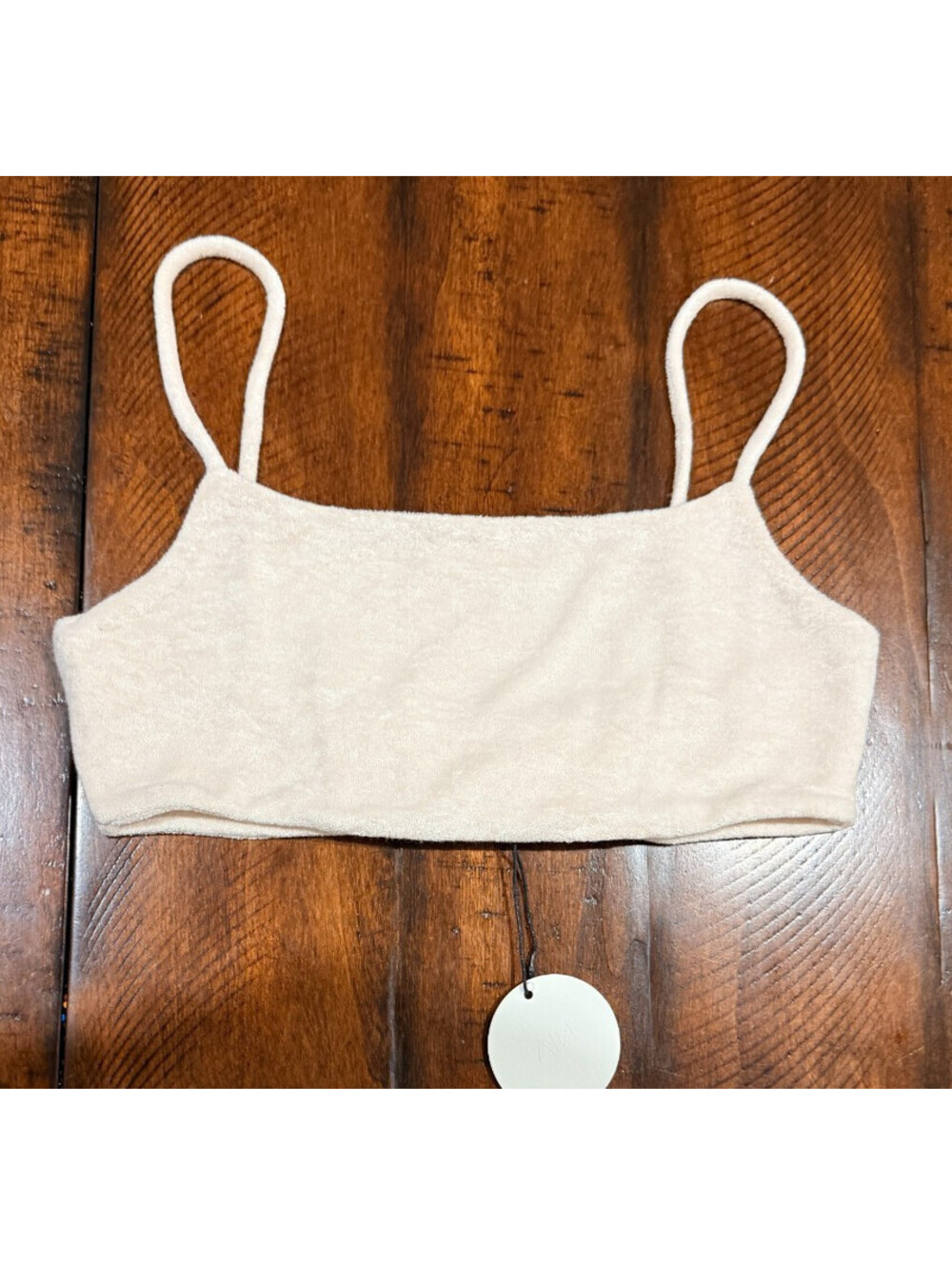 NIA Women's Small Ivory Terry Cloth Crop Top Bralette Cami NT-432 NWT